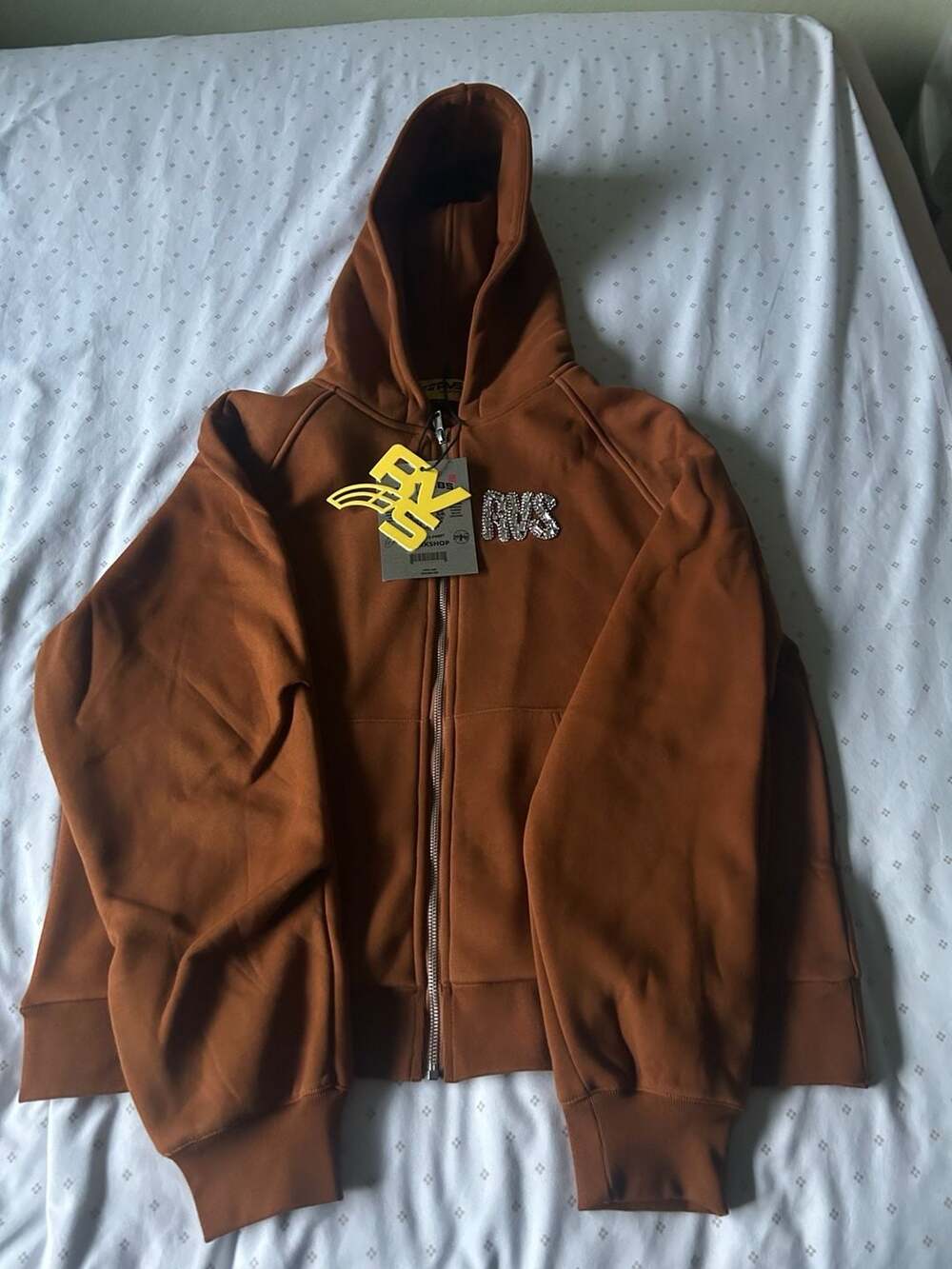 RVS Laboratories Rhinestone Zip-Up Hoodie Brown Size L